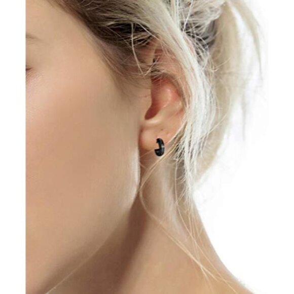 15 Pairs PUNK Stainless Steel Cross Dangle Hinged Earrings Hoop SET - Picture 3 of 6